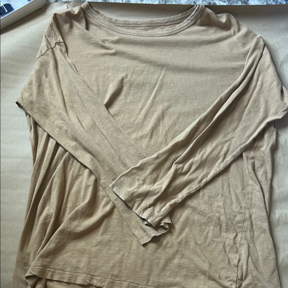 Beige Long Sleeve Oversized Top